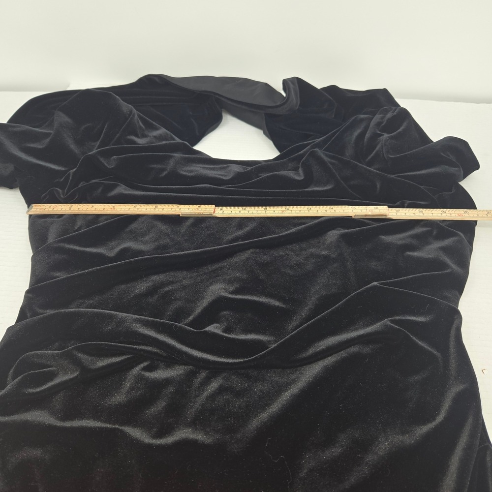 Betsy Adam Velvet Cocktail Dress 16 Black Capelet Evening Gown Dark Romantic - Picture 14 of 16
